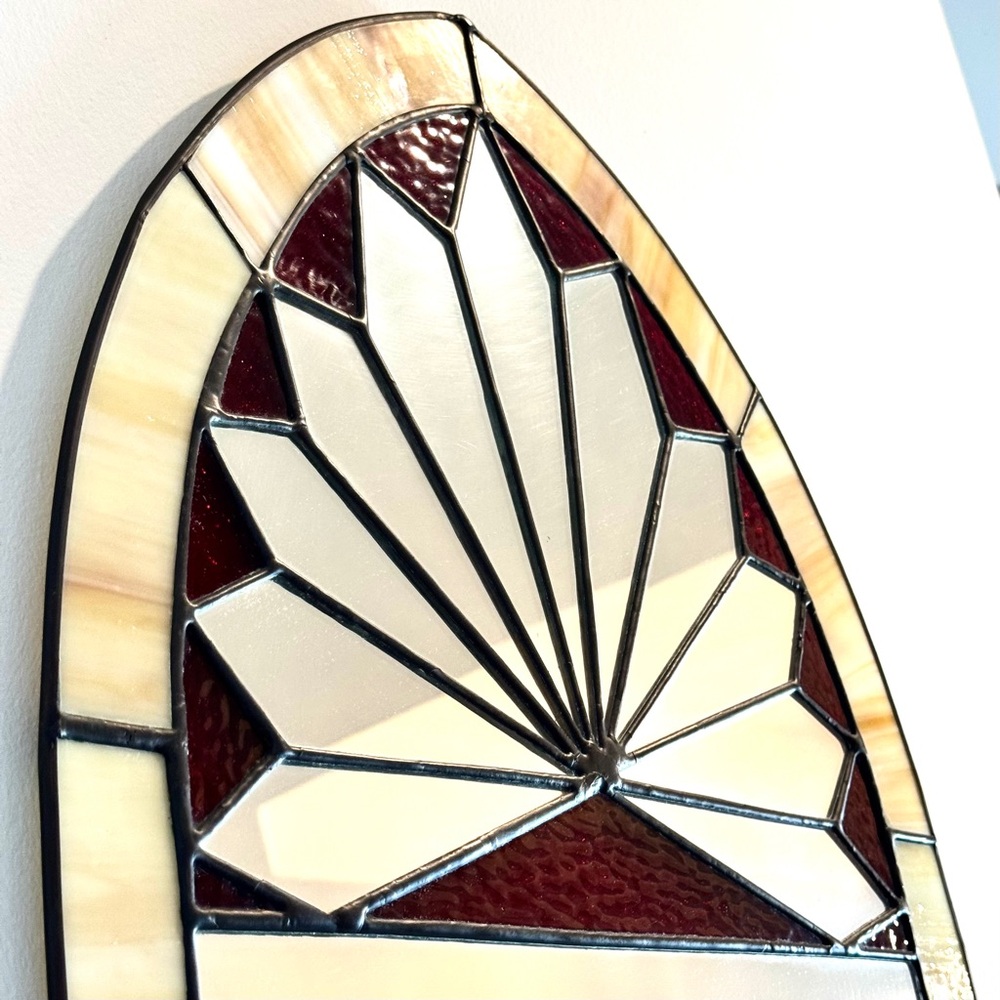 VTG Cathedral Style Arched Sunburst Stained Glass Mirror - Picture 4 of 9